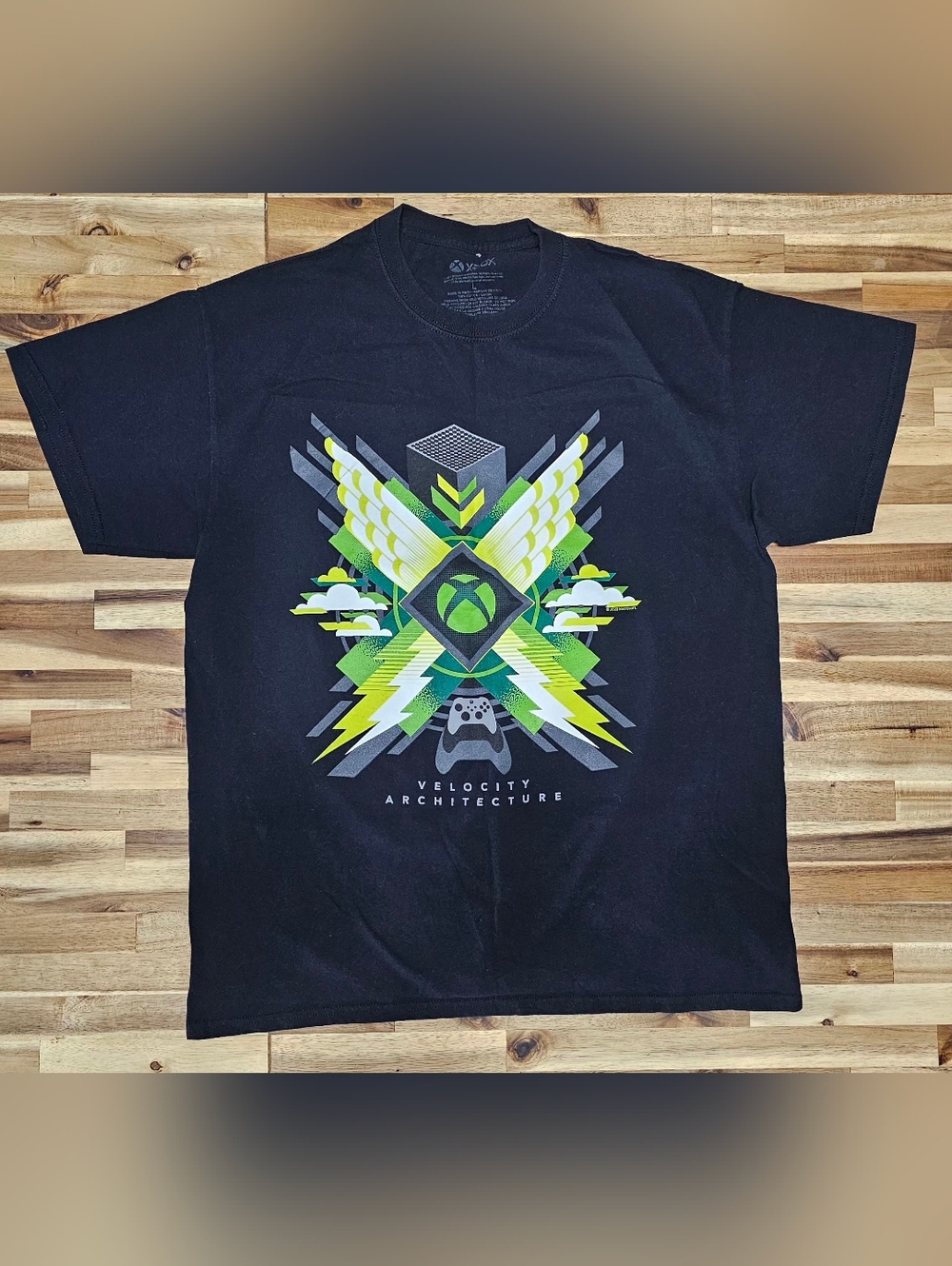 Velocity Architecture Black Graphic Tee with Green Accent